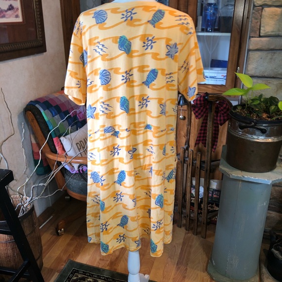 ZIP CODE SIZE LARGE SHORT SLEEVE LIGHT OTANGE BEACH THEME 100% COTTON DRESS - Picture 3 of 3